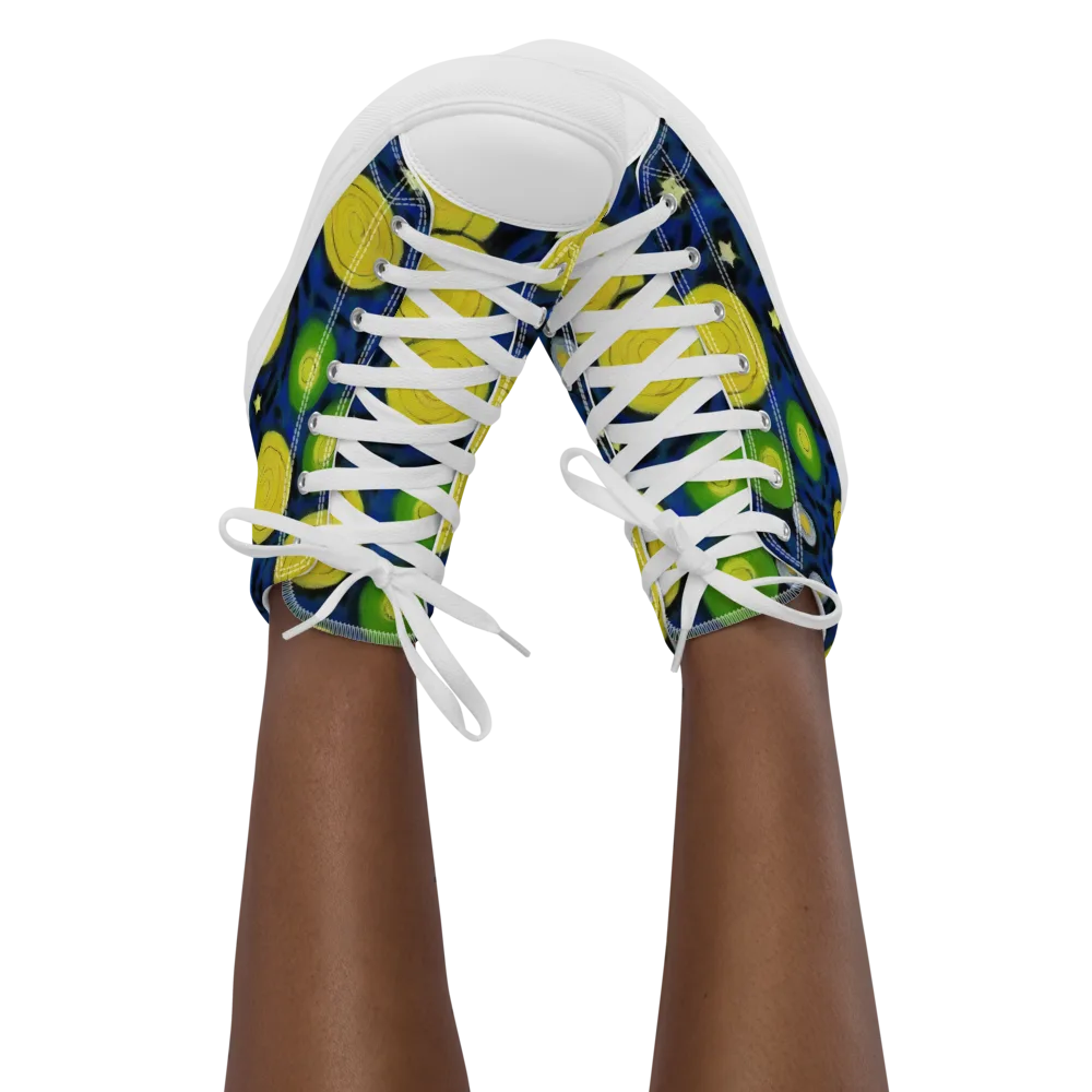 Orbiting Daydream on Women's High Top Canvas Shoes — Front