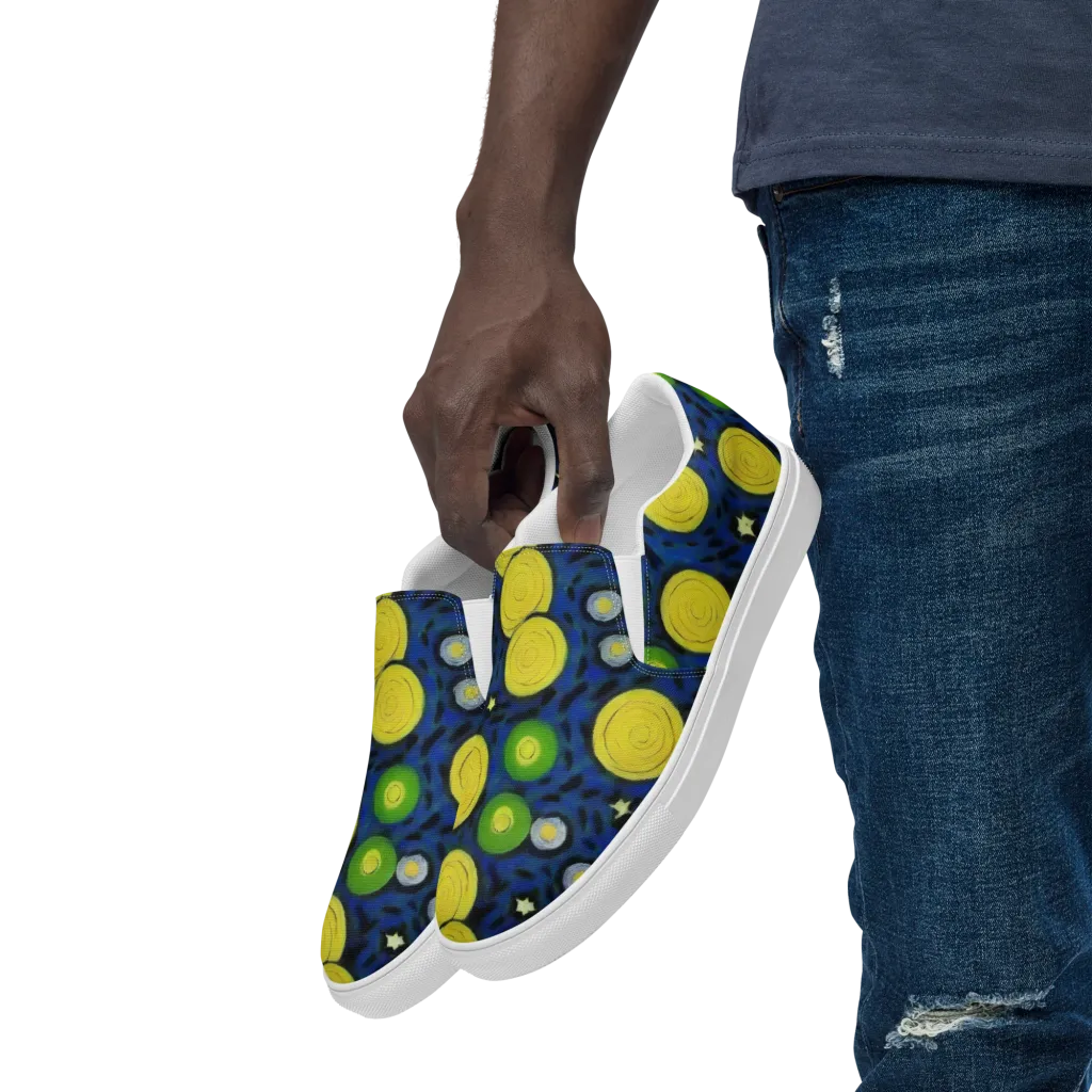 Orbiting Daydream on Men's Slip-On Canvas Shoes — Left Front