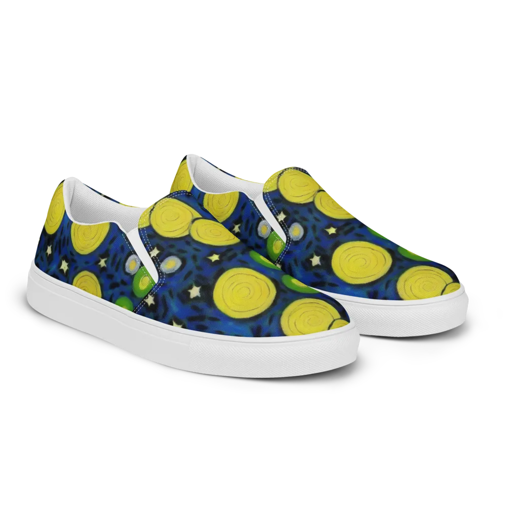 Orbiting Daydream on Women's Slip-On Canvas Shoes — Right Front