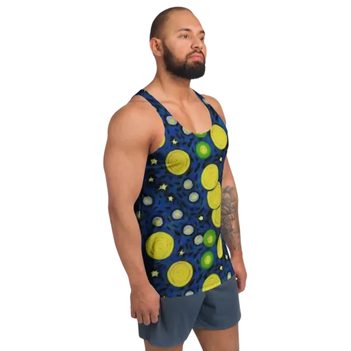 Orbiting Daydream on a Men's Tank Top