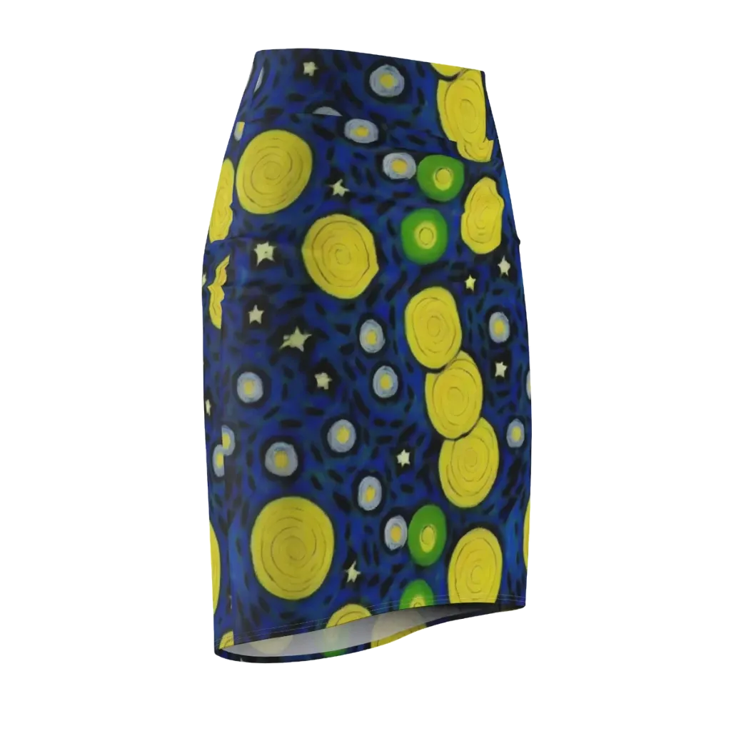 Orbiting Daydream on Pencil Skirt — Front Side