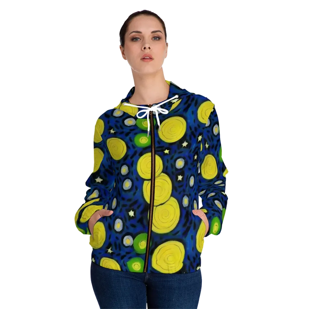 Orbiting Daydream on Women's Full-Zip Hoodie — Front On Person