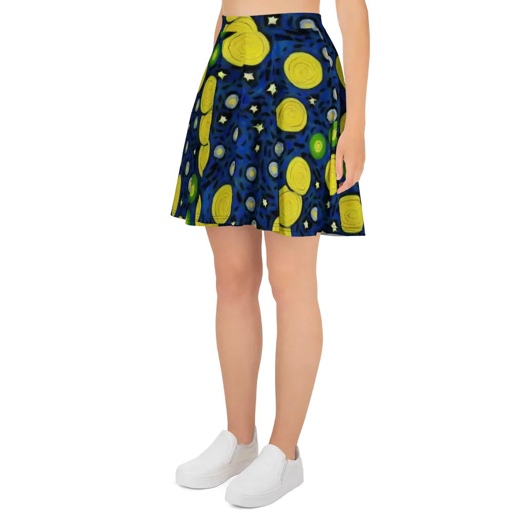 Orbiting Daydream on Skater Skirt — Left