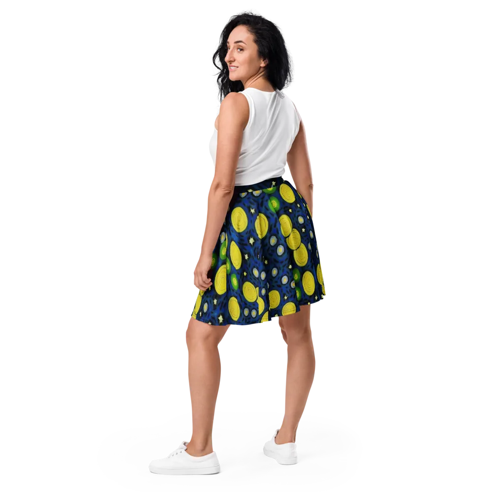 Orbiting Daydream on Skater Skirt — Back