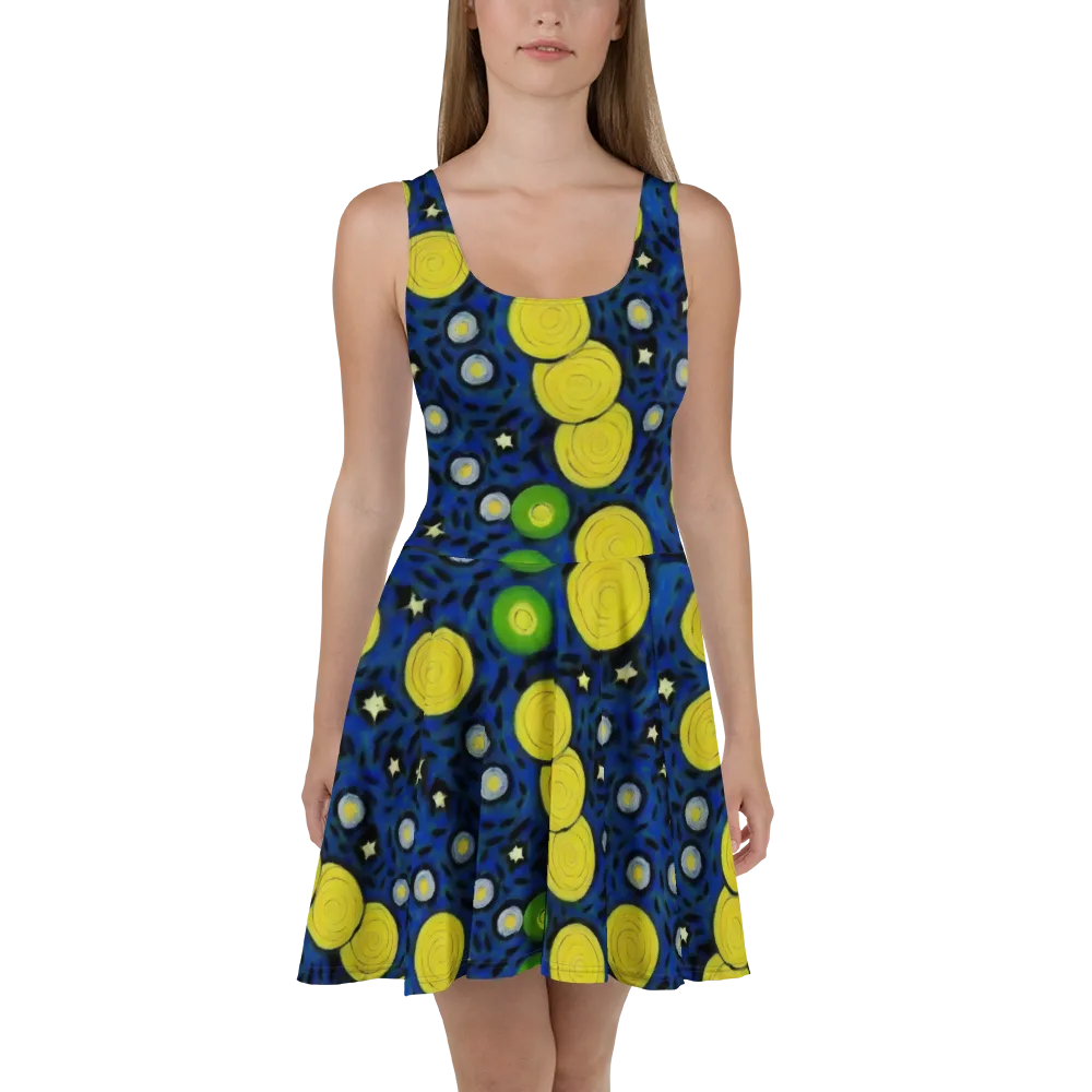 Orbiting Daydream on Skater Dress — Front