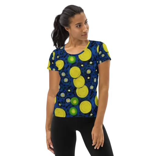 Orbiting Daydream on a Women's Athletic T-Shirt