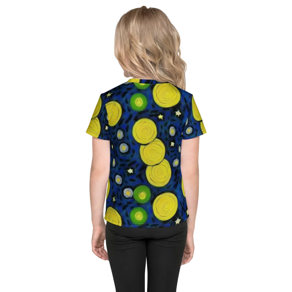 Orbiting Daydream on Kids Crew Neck T-Shirt — Back