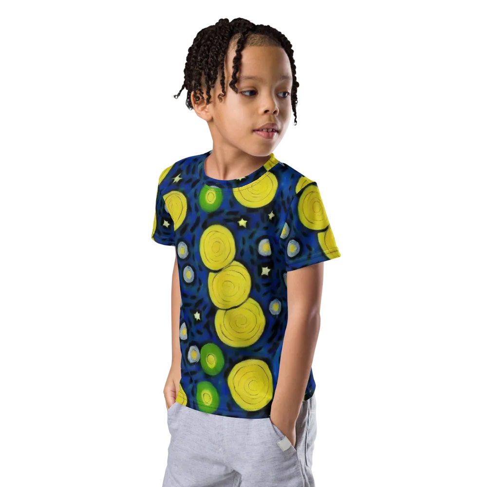 Orbiting Daydream on Kids Crew Neck T-Shirt — Left Front