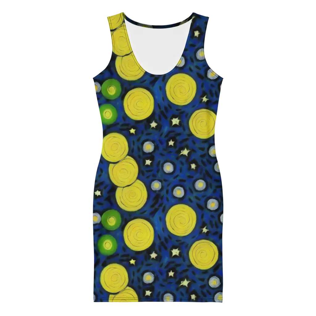 Orbiting Daydream on Bodycon Dress — Front