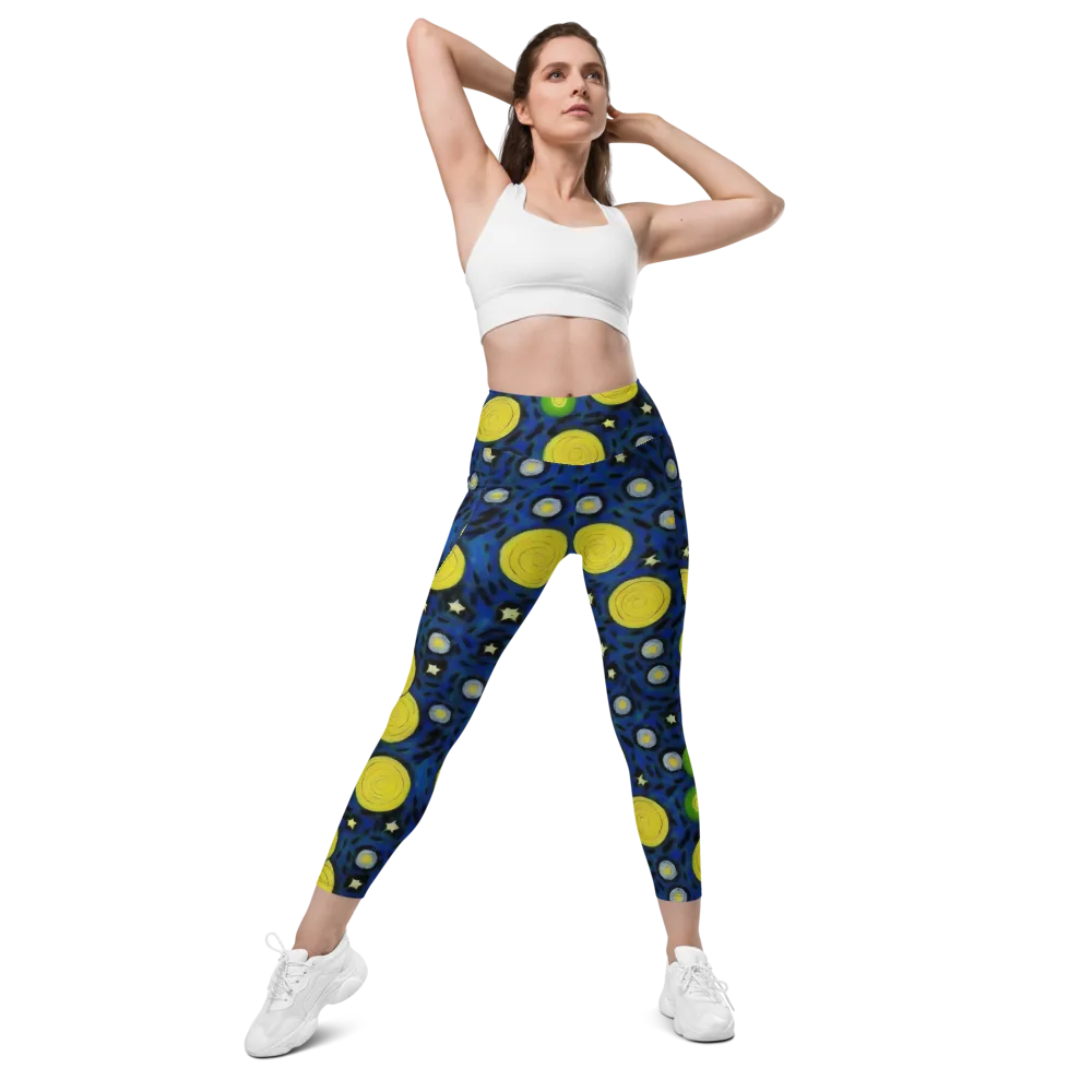 Orbiting Daydream on Leggings with Pockets — Front