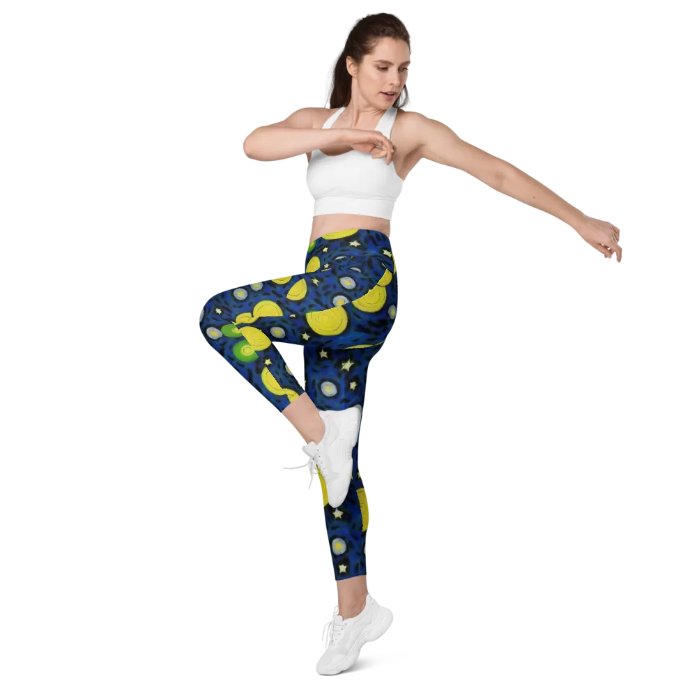 Orbiting Daydream on Leggings with Pockets — Left Front