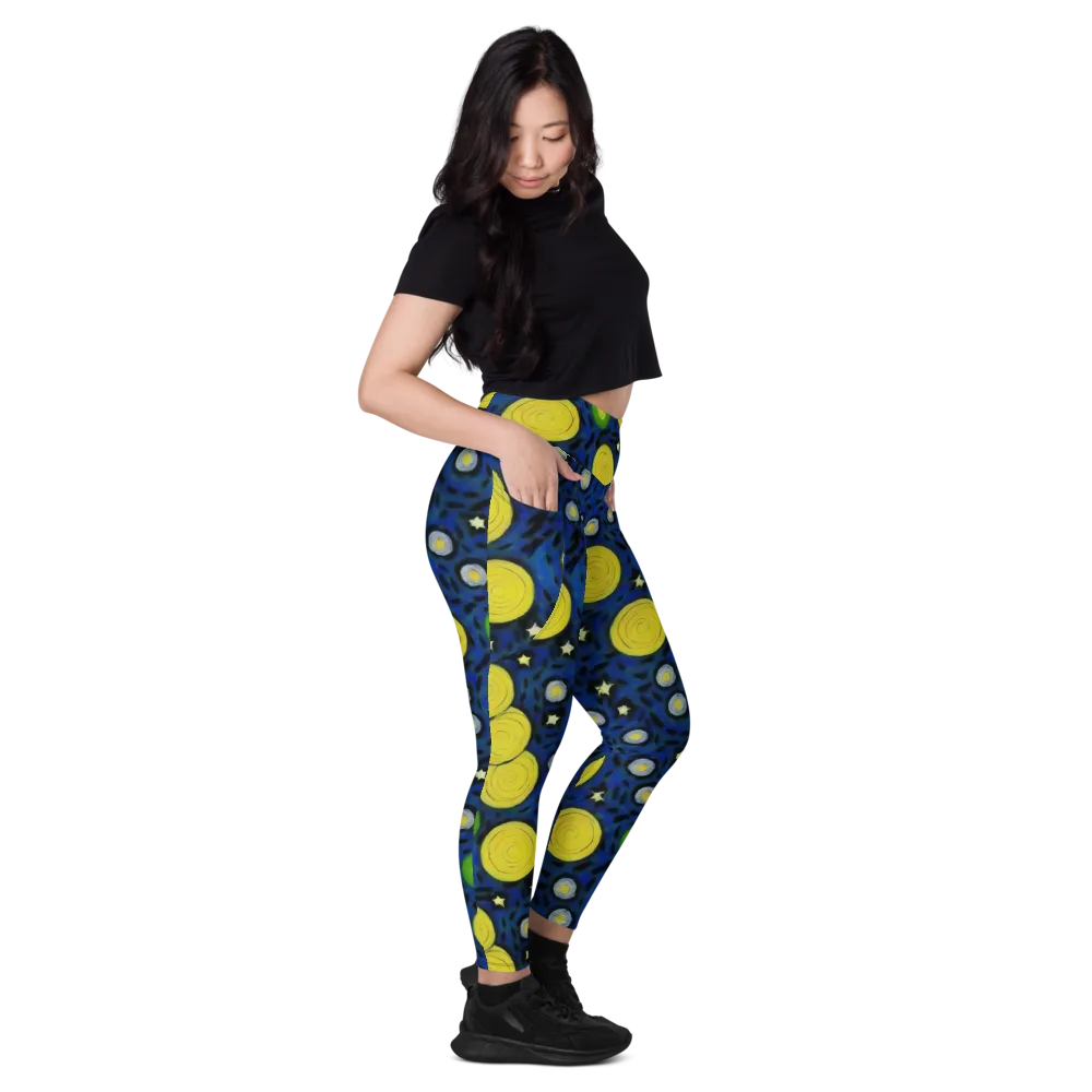 Orbiting Daydream on Leggings with Pockets — Right