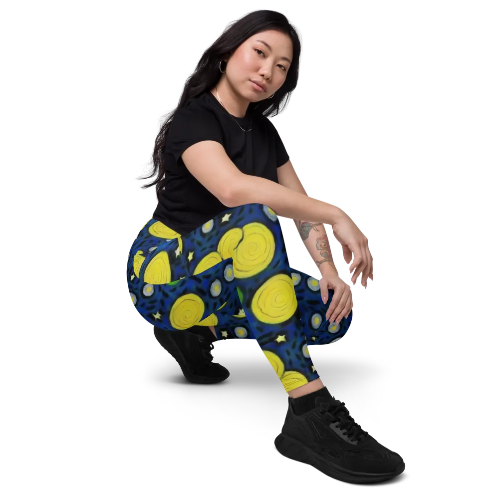 Orbiting Daydream on Leggings with Pockets — Right Front