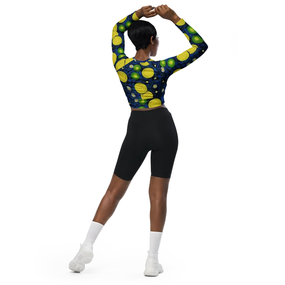 Orbiting Daydream on Long Sleeve Crop Top — Back