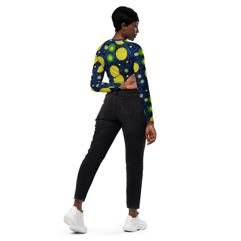 Orbiting Daydream on Long Sleeve Crop Top — Right Back
