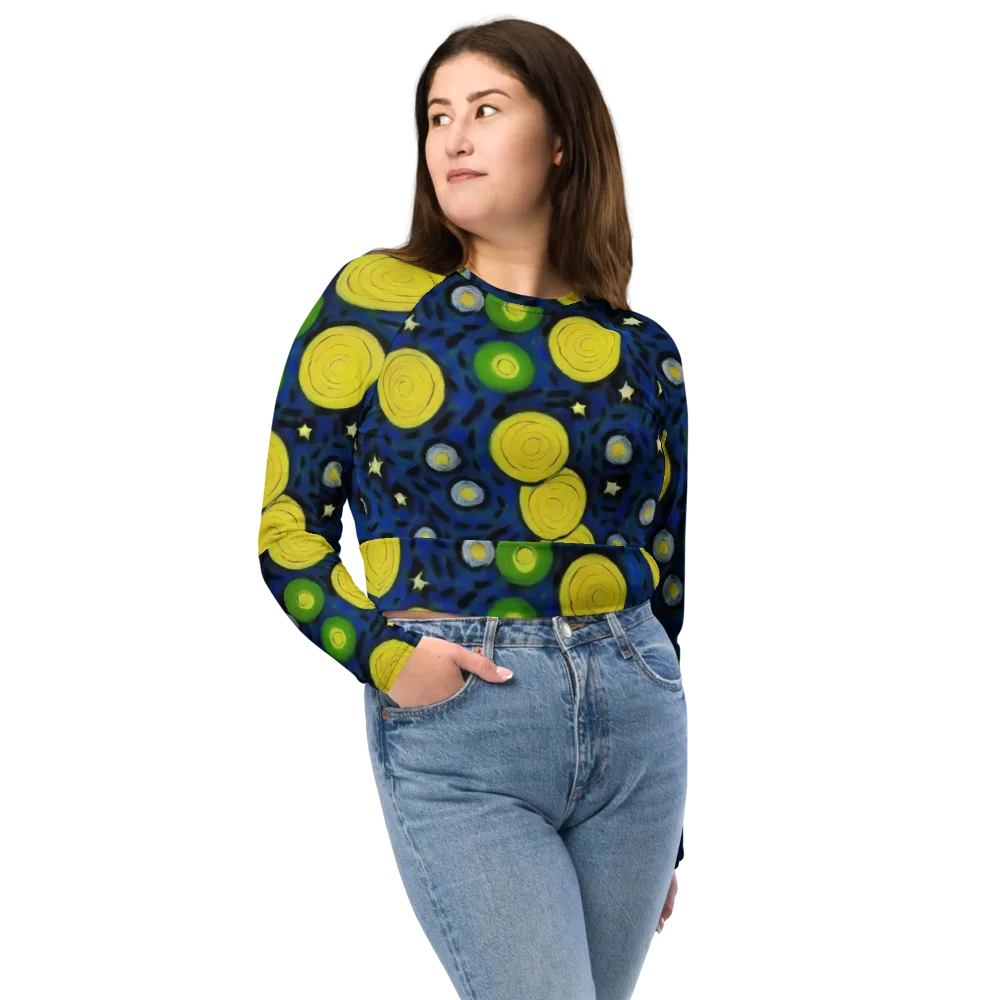 Orbiting Daydream on Long Sleeve Crop Top — Front