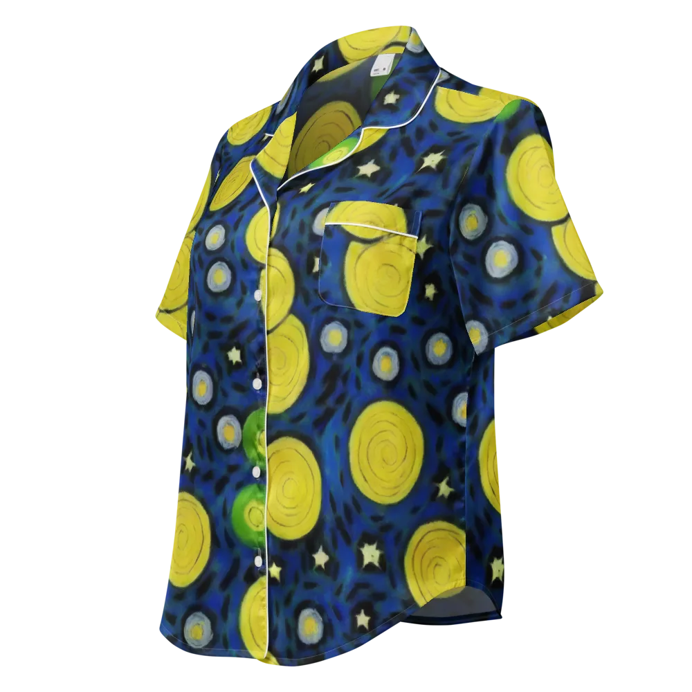 Orbiting Daydream on Women's Short Sleeve Pajama Top — Left Front