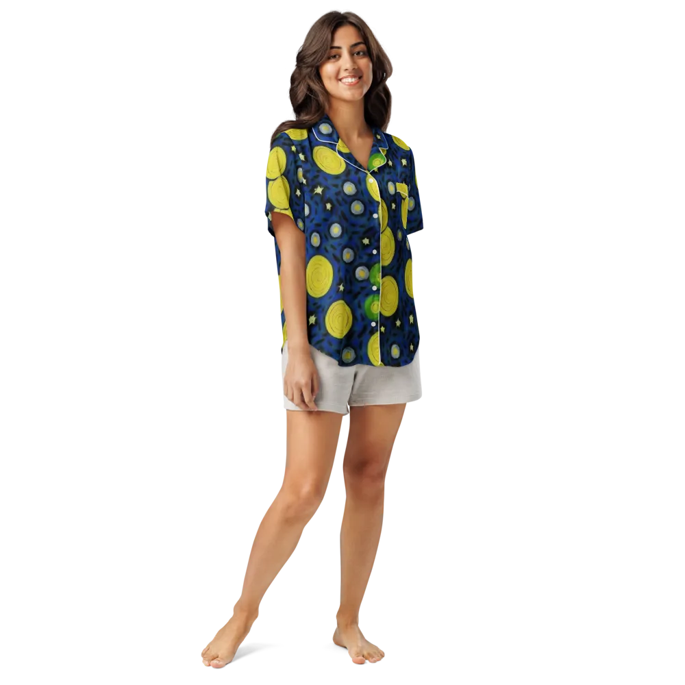 Orbiting Daydream on Women's Short Sleeve Pajama Top — Front