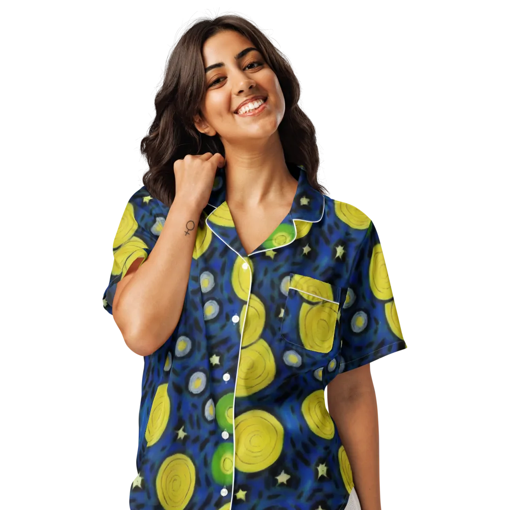 Orbiting Daydream on Women's Short Sleeve Pajama Top — Front