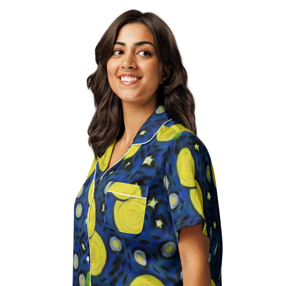 Orbiting Daydream on Women's Short Sleeve Pajama Top — Left Front