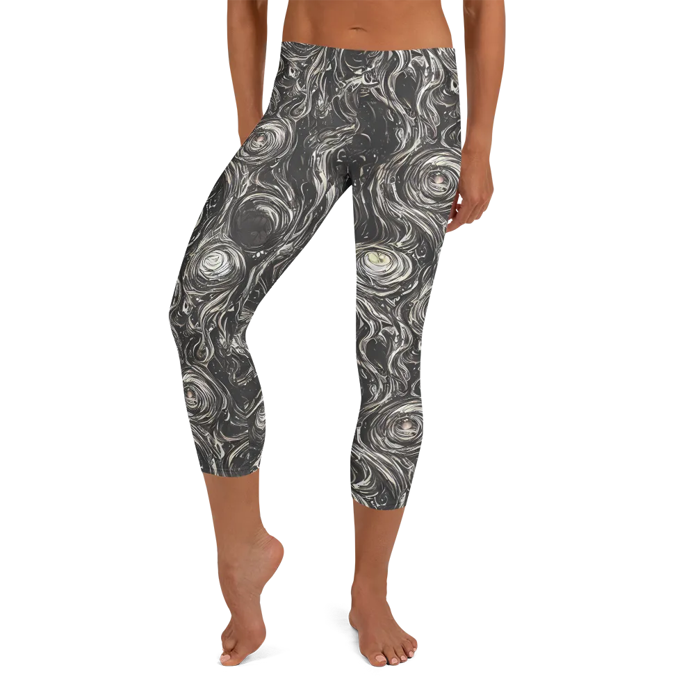 Inkstone Spiral on Capri Leggings — Front