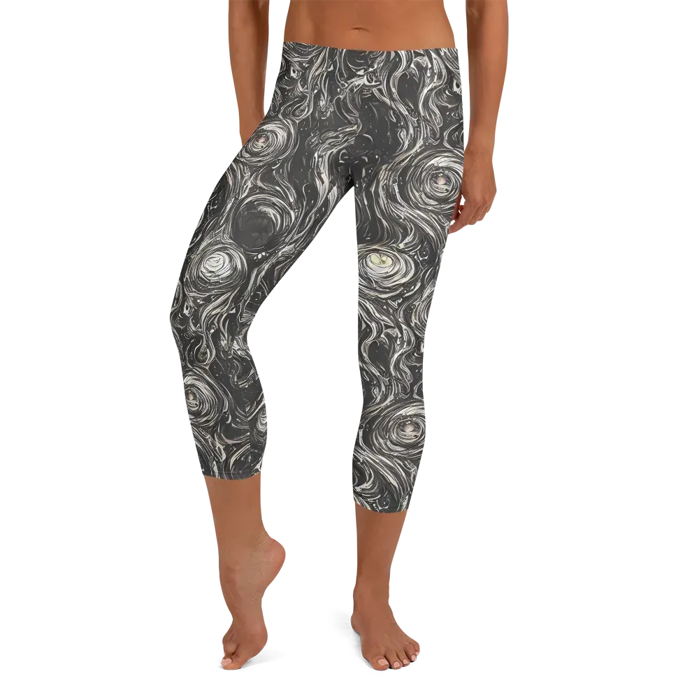 Inkstone Spiral on Capri Leggings — Front