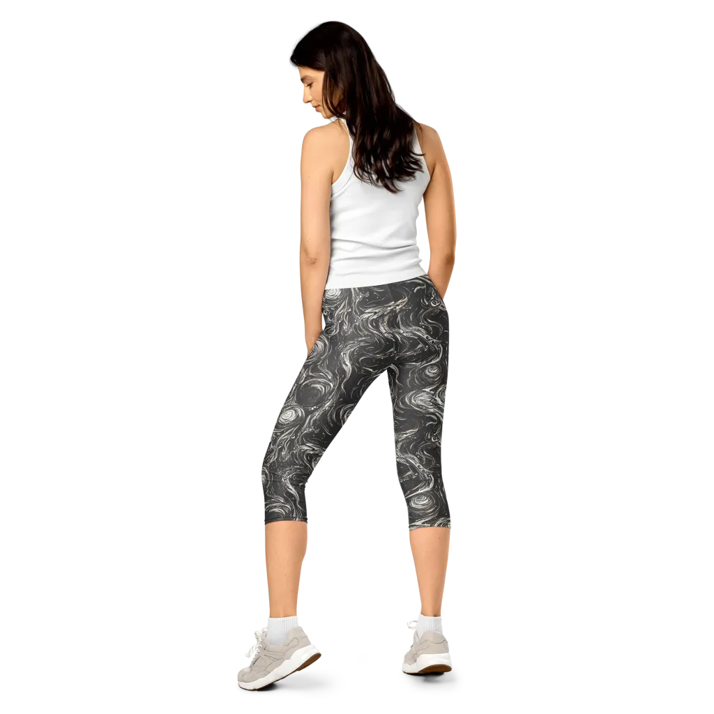 Inkstone Spiral on Capri Leggings — Back