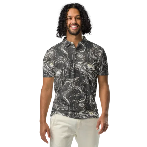 Inkstone Spiral on a Men's Slim Fit Polo Shirt