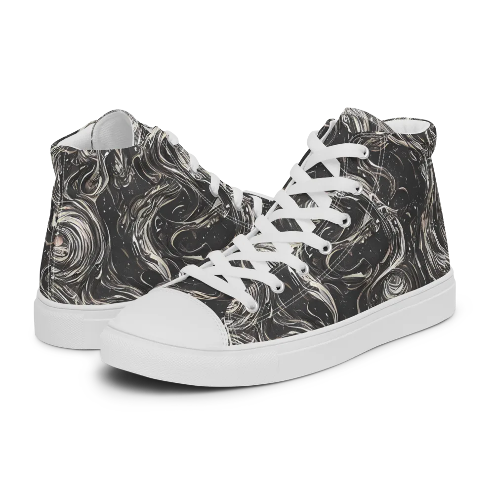 Inkstone Spiral on Men's High Top Canvas Shoes — Left
