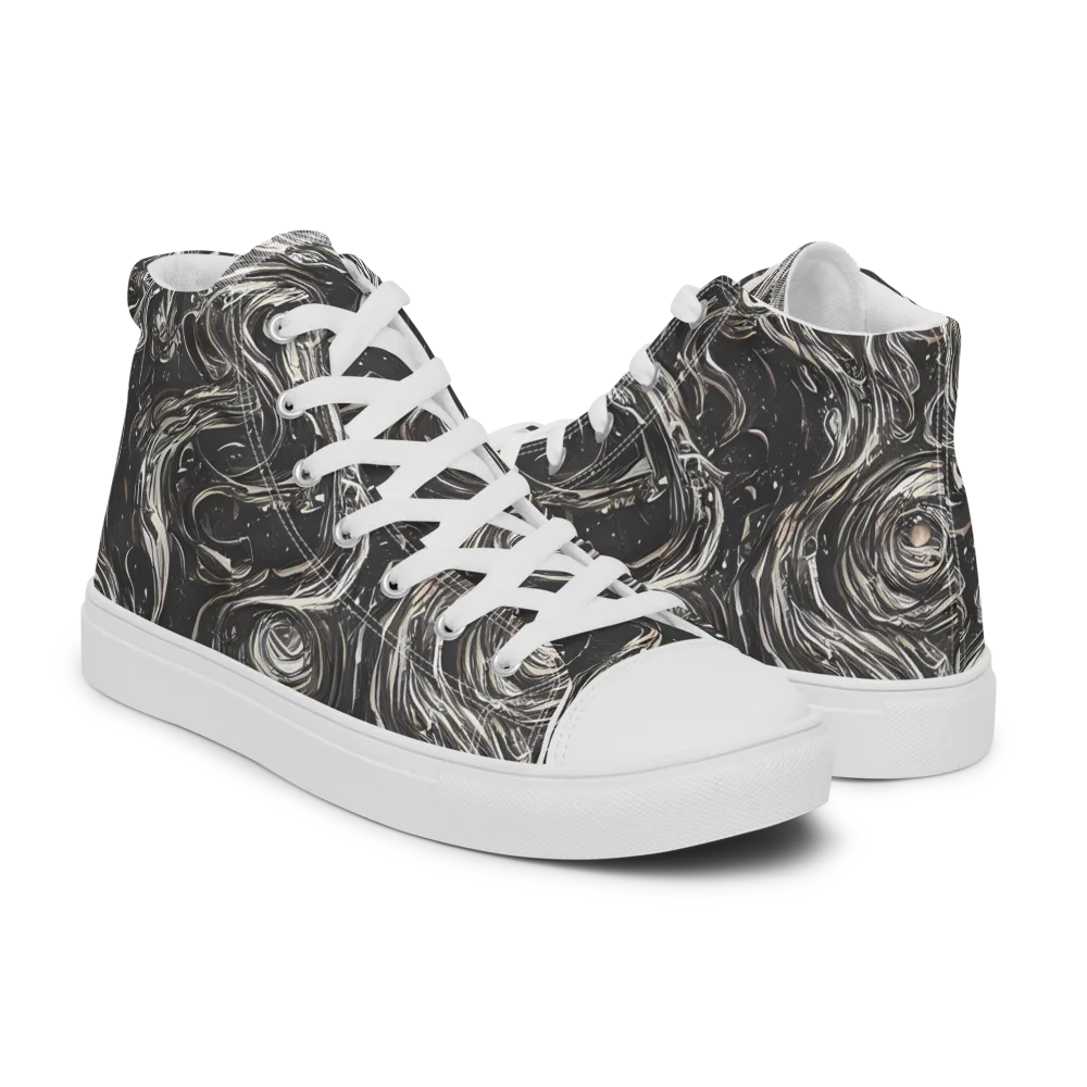 Inkstone Spiral on Men's High Top Canvas Shoes — Right