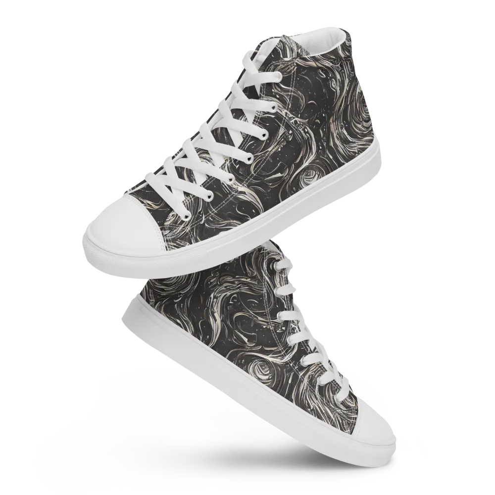Inkstone Spiral on Men's High Top Canvas Shoes — Front