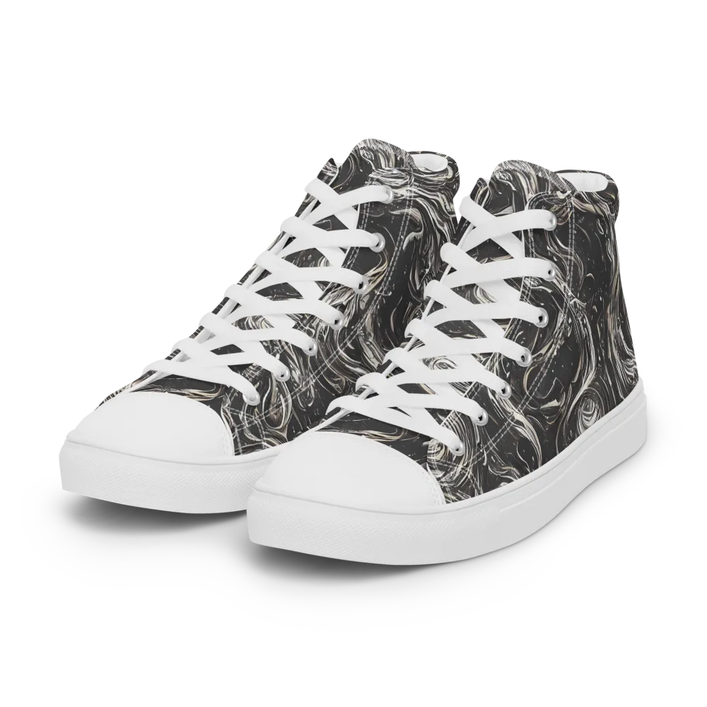 Inkstone Spiral on Women's High Top Canvas Shoes — Left Front