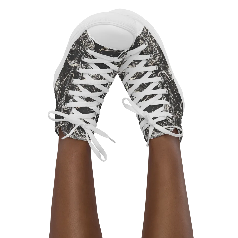 Inkstone Spiral on Women's High Top Canvas Shoes — Front
