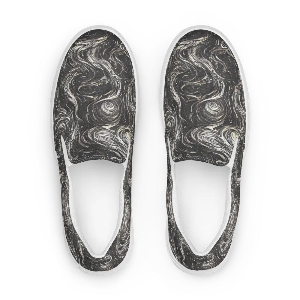 Inkstone Spiral on Men's Slip-On Canvas Shoes — Front