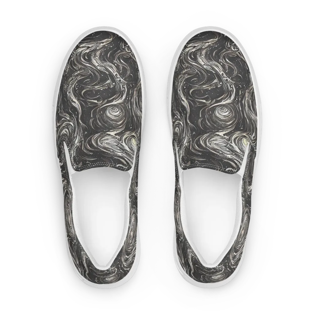 Inkstone Spiral on Women's Slip-On Canvas Shoes — Front