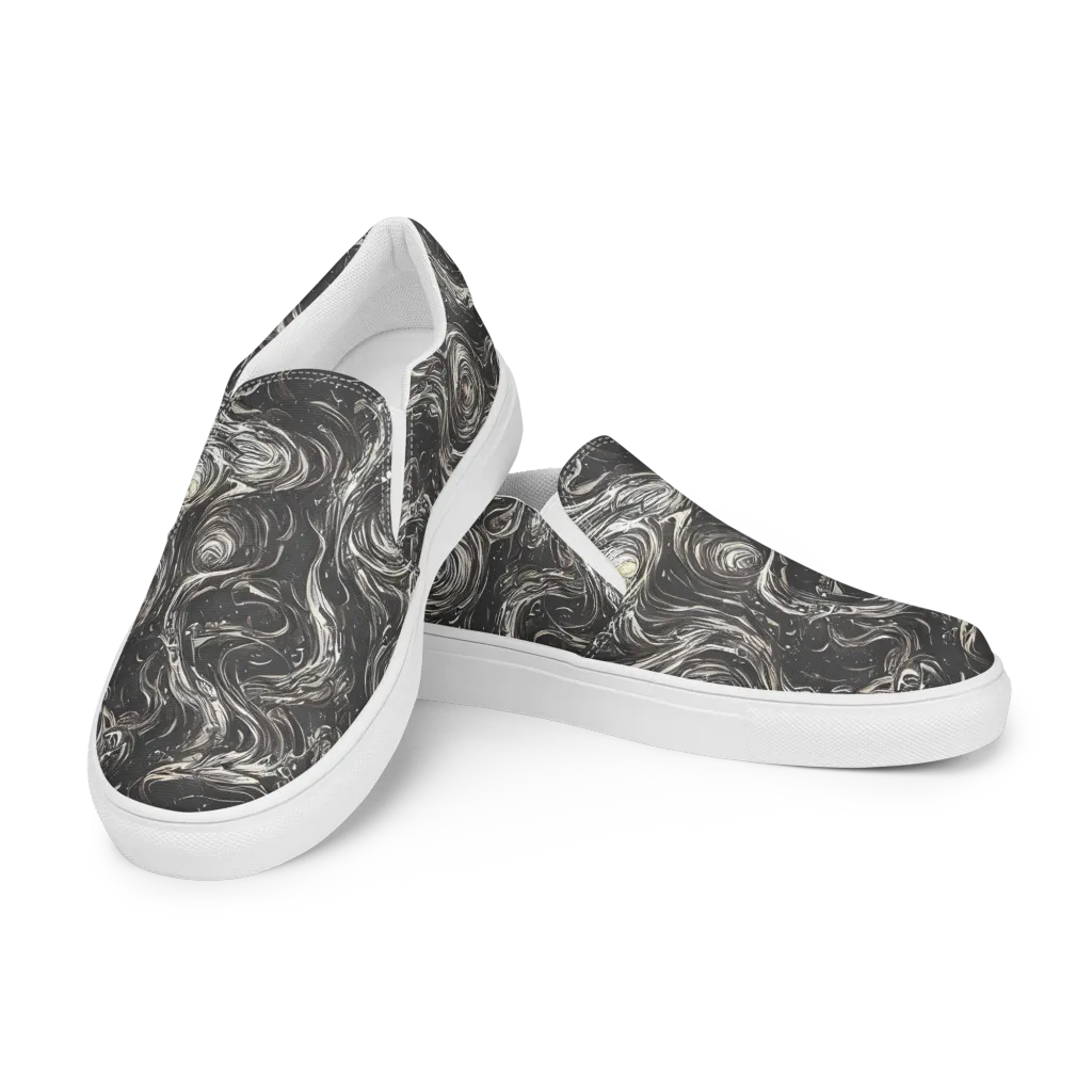 Inkstone Spiral on Women's Slip-On Canvas Shoes — Left Front