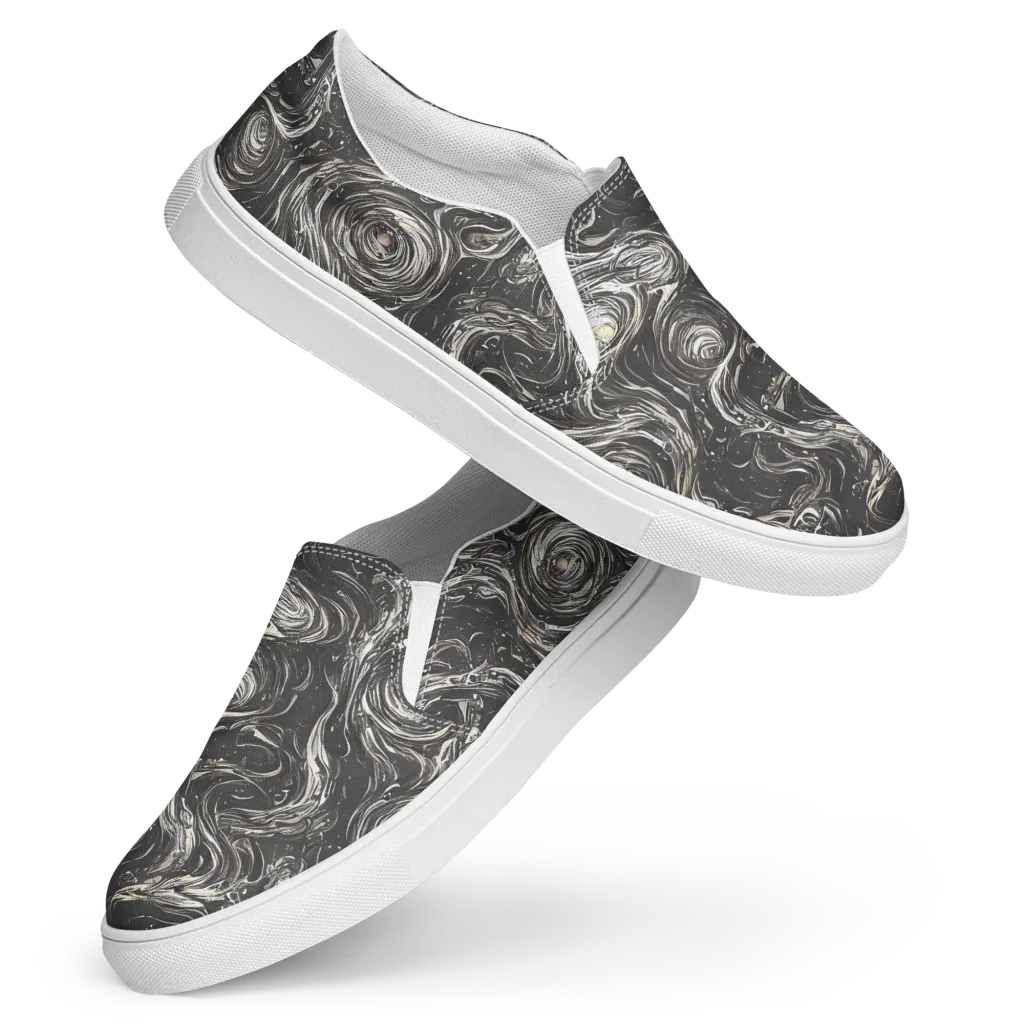 Inkstone Spiral on Women's Slip-On Canvas Shoes — Front