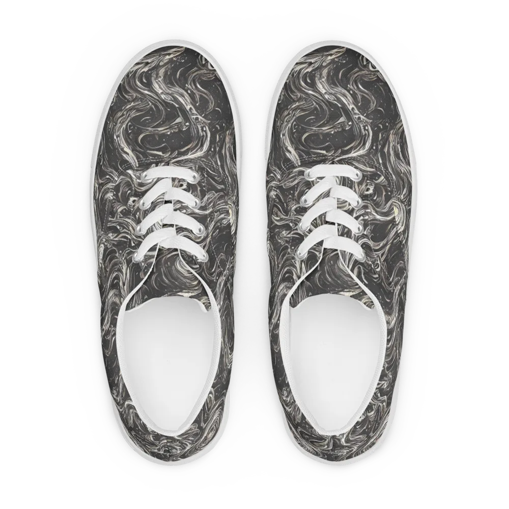 Inkstone Spiral on Men's Lace-Up Canvas Shoes — Front