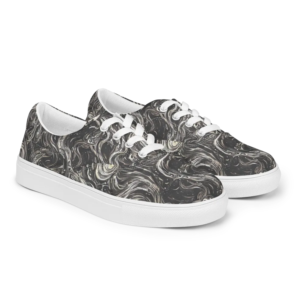 Inkstone Spiral on Men's Lace-Up Canvas Shoes — Right Front