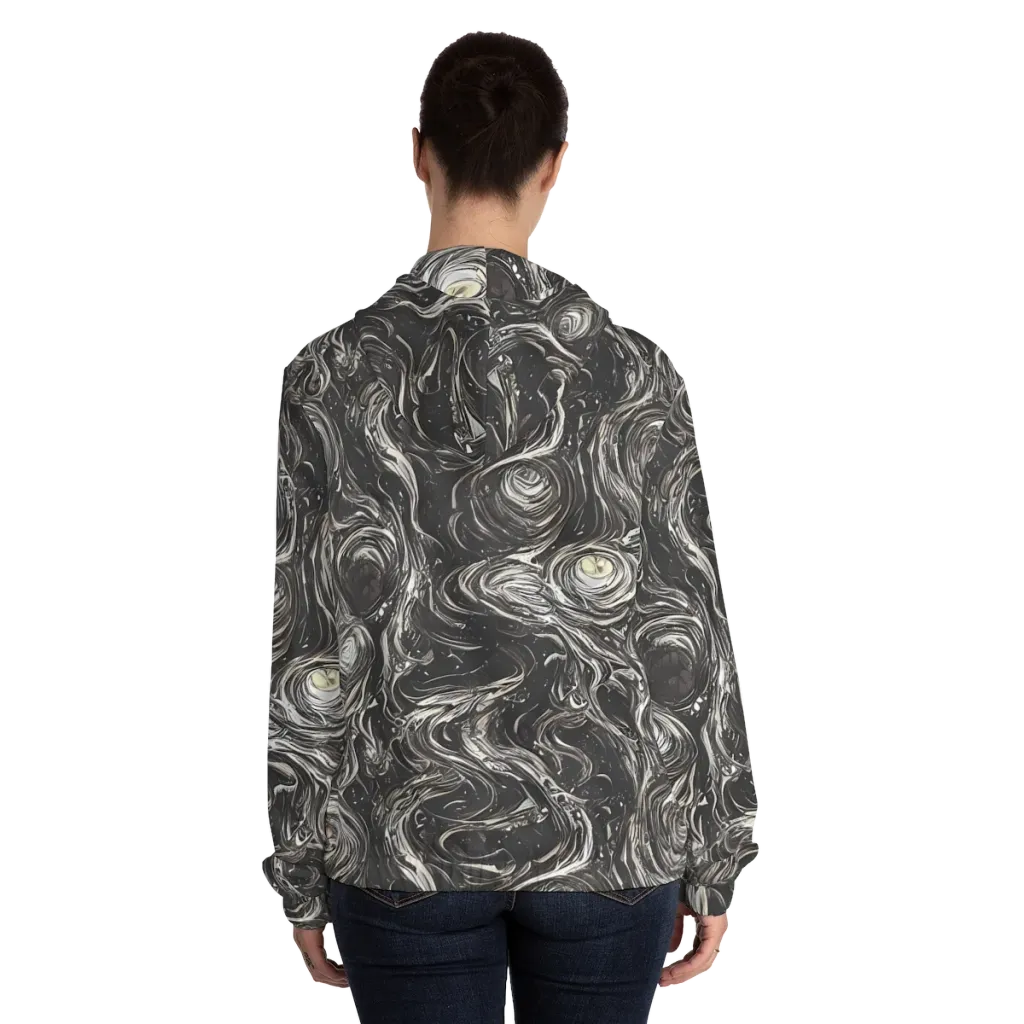 Inkstone Spiral on Women's Full-Zip Hoodie — Back On Person