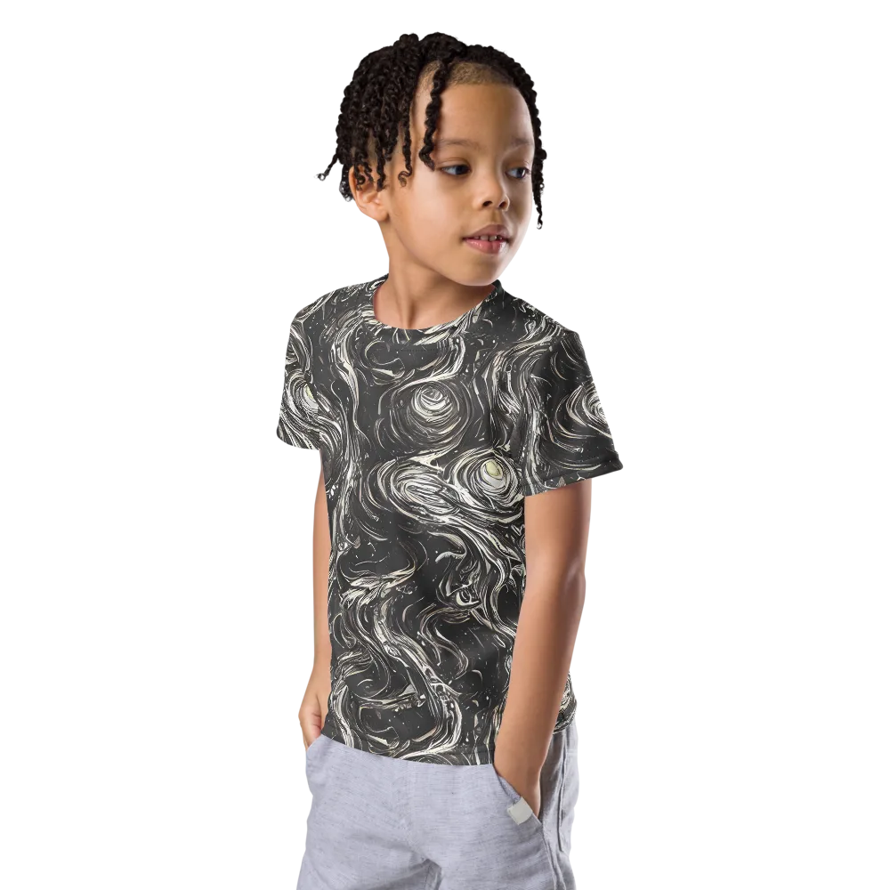 Inkstone Spiral on Kids Crew Neck T-Shirt — Left Front