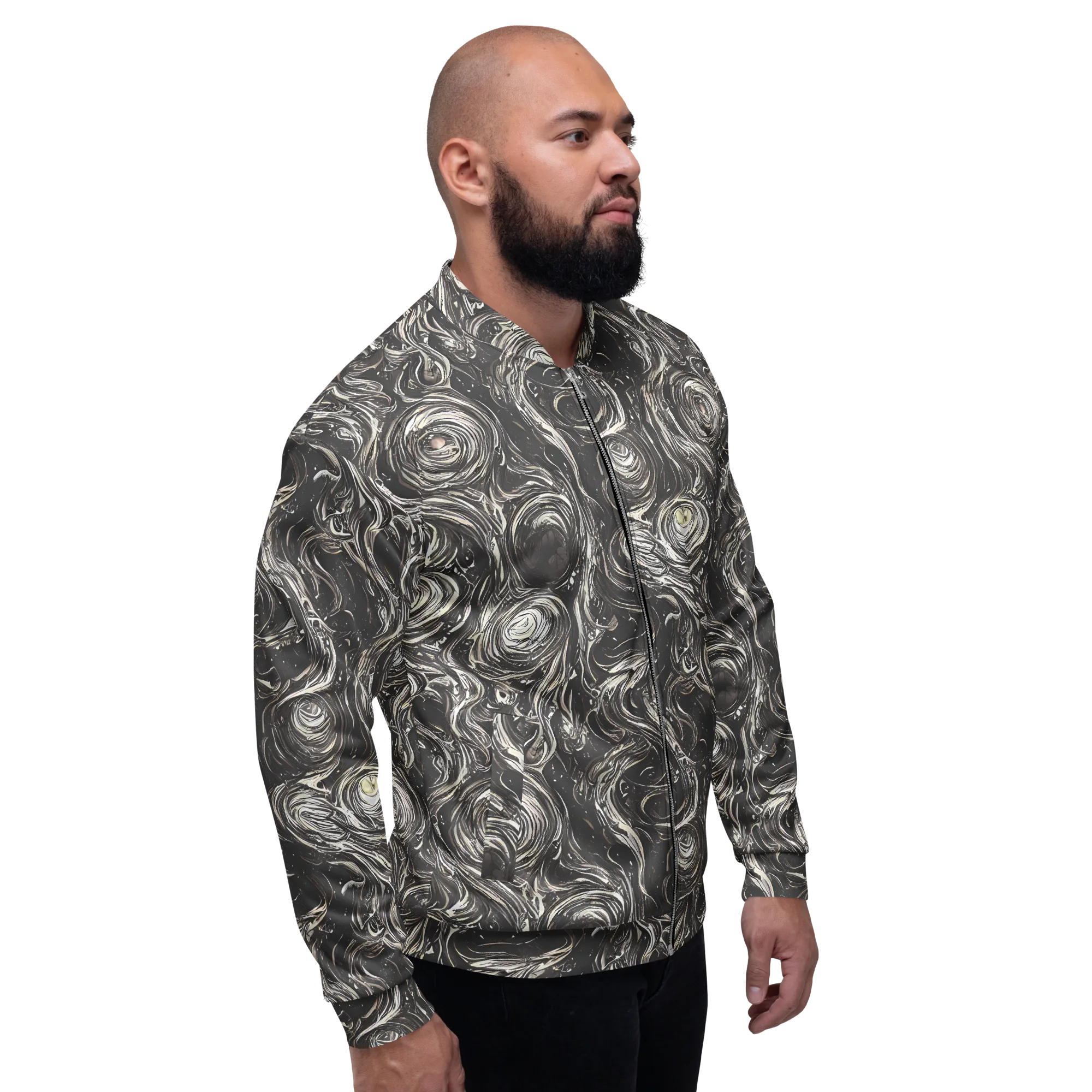 Inkstone Spiral on Bomber Jacket — Right