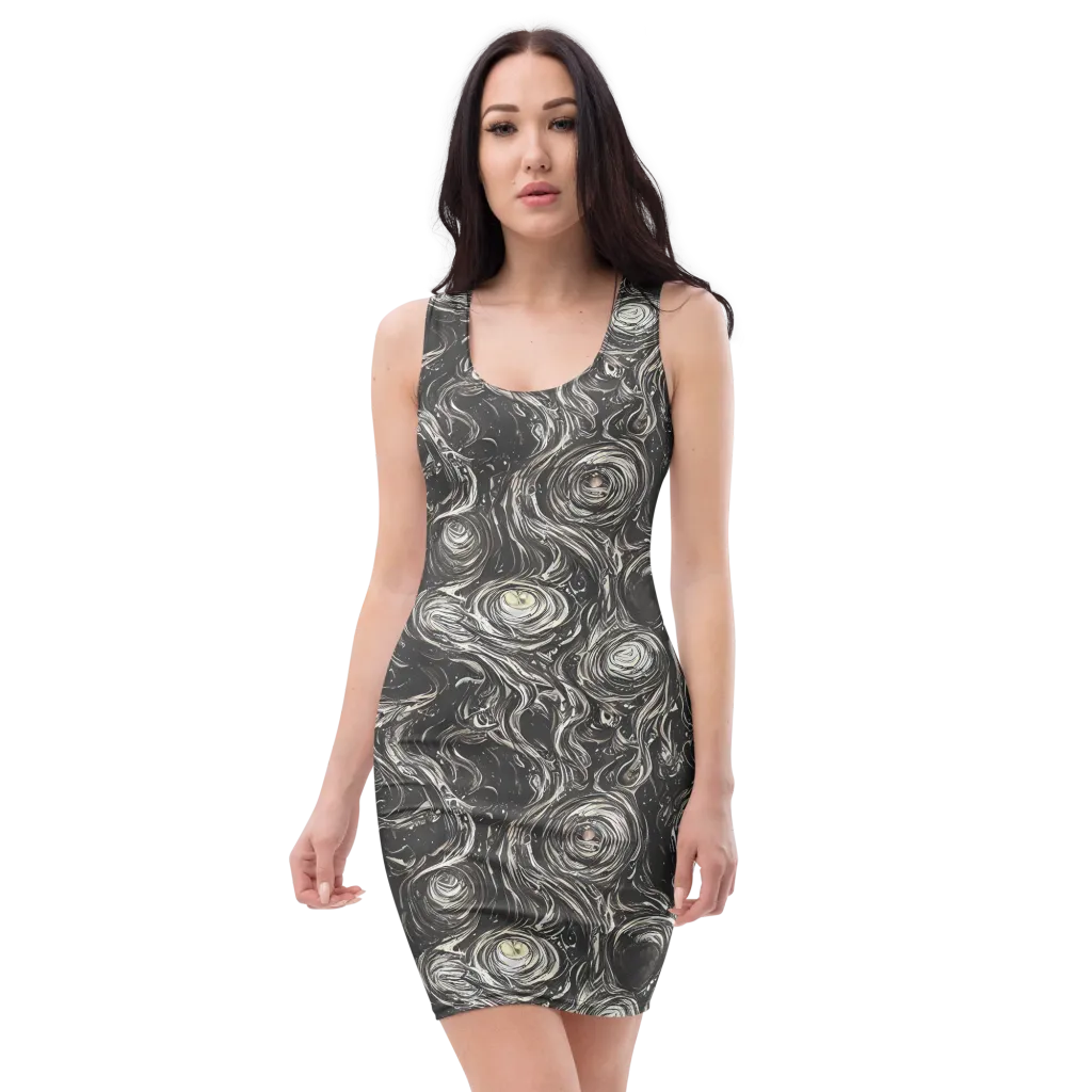 Inkstone Spiral on Bodycon Dress — Front