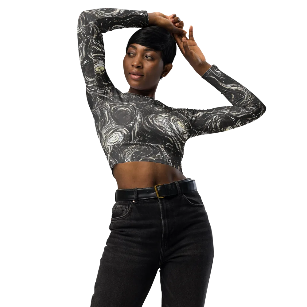 Inkstone Spiral on Long Sleeve Crop Top — Front