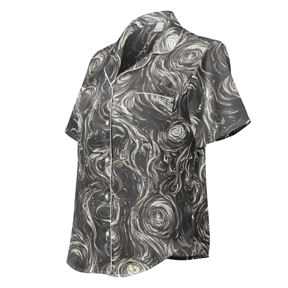 Inkstone Spiral on Women's Short Sleeve Pajama Top — Left Front