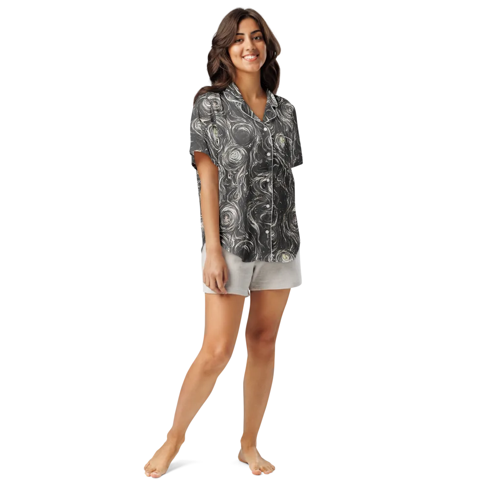 Inkstone Spiral on Women's Short Sleeve Pajama Top — Front