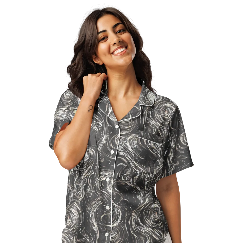 Inkstone Spiral on Women's Short Sleeve Pajama Top — Front