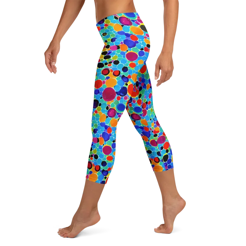 Prismatic Pebbles on Capri Leggings — Left