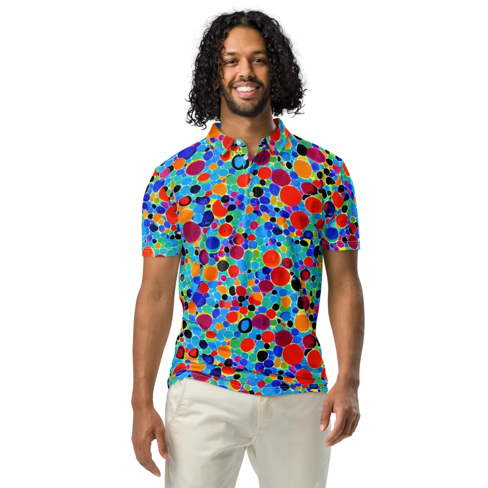 Prismatic Pebbles on Men's Slim Fit Polo Shirt — Front