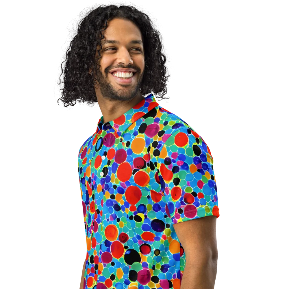 Prismatic Pebbles on Men's Slim Fit Polo Shirt — Left Front